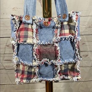 Jean and Flannel Plaid Purse Handmade